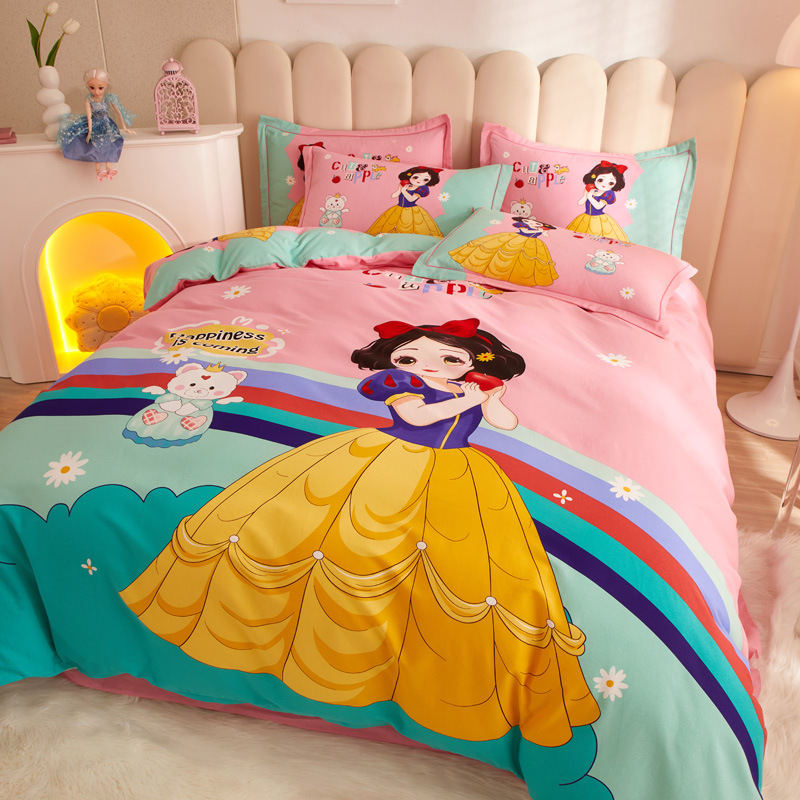 Todo el algodón grueso molienda Mickey otoño invierno impresión de cuatro piezas de dibujos animados para niños sábanas de algodón cubierta de tres piezas