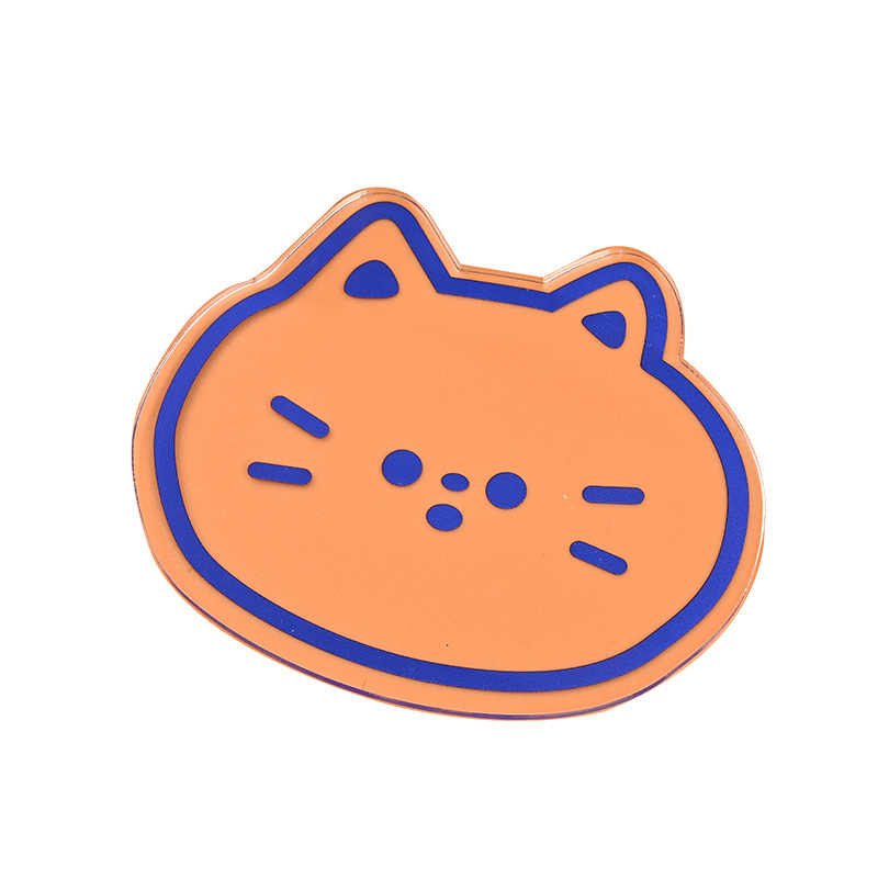 Colgar en el sitio de dibujos animados transparentes gatos taza almohadilla ins acrílico bandeja de decoración de taza de café almohadilla aislante lote