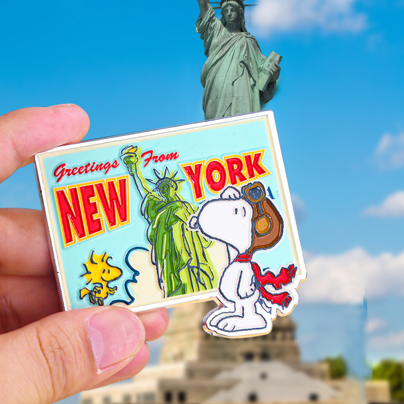 Metal Refrigerator Stickers Snoopy Around the World Paint Tide Japanese Cute Dog Creative Gift