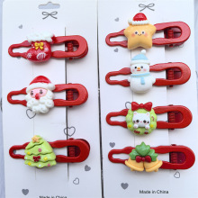 高颜值圣诞卡通云朵夹甜美风波浪发夹圣诞老人星星刘海碎发卡夹子