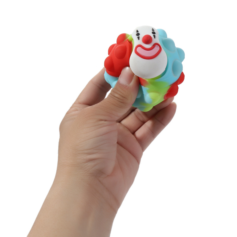 Neuer 3D Clown geformter Griffball Kinder Lernspielzeug Silikon Dekompressionsballpicture10