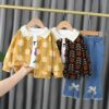 Spring and autumn season girl Children 1 suit girl Western style Children's clothing Trend Autumn 0-2-3 Long sleeve Three On behalf of