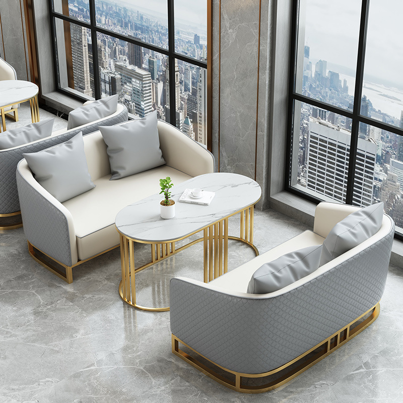 Light Luxury Hotel Lobby Negotiation Sofa Booth, Sales Office, Photo Studio, Business Reception and Rest Area Table and Chair Set