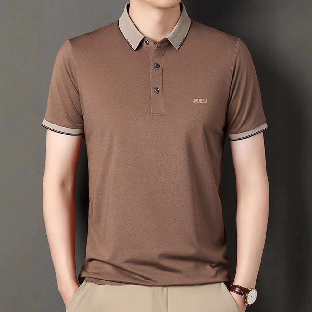 Мужская поло-футболка оптом, летняя, короткий рукав, деловой кэжуал, с вышитой надписью на лацкане