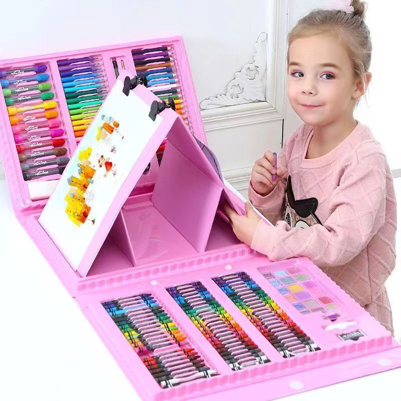 145 caja de aluminio de doble capa, bolígrafo de acuarela, juego para niños, herramienta de dibujo, caja de regalo de pintura, pintura de arte, juego completo de lujo