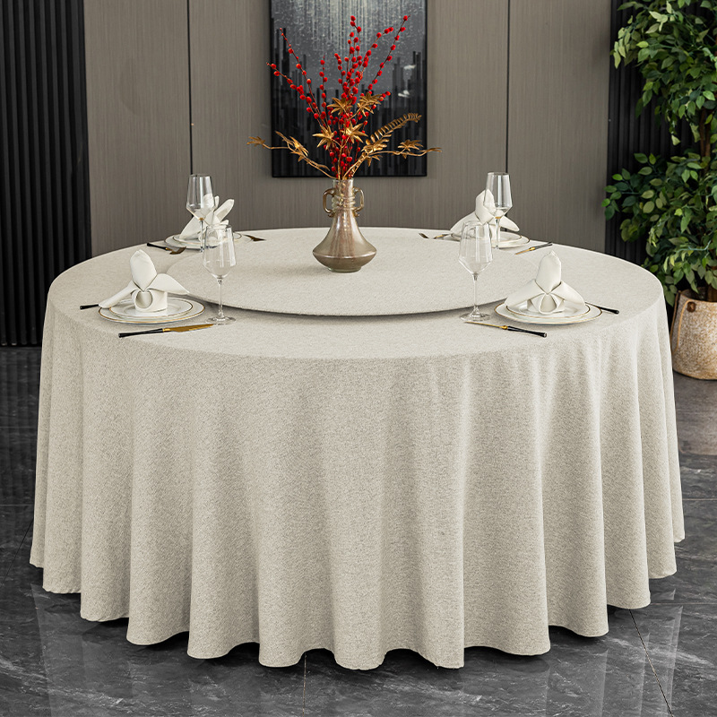 2025 nuevo mantel de hotel, mesa redonda, impermeable, a prueba de polvo, resistente al desgaste, tela de mesa de comedor con textura de algodón y lino de imitación al por mayor