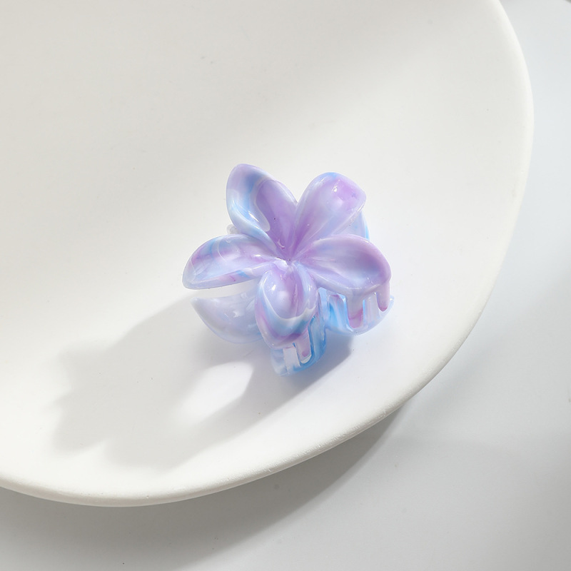 跨境欧美热销双色鸡蛋花发夹套装紫荆花朵抓夹女度假后脑勺鲨鱼夹|undefined