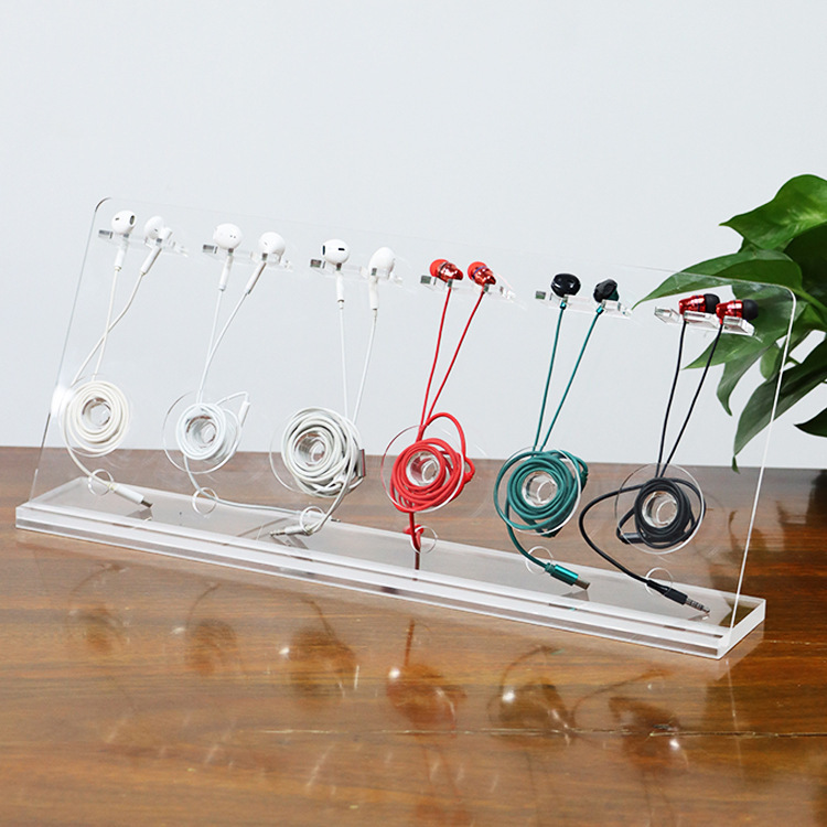 Creative computer wired headset acrylic display stand in-ear earplugs bracket USB data cable display stand
