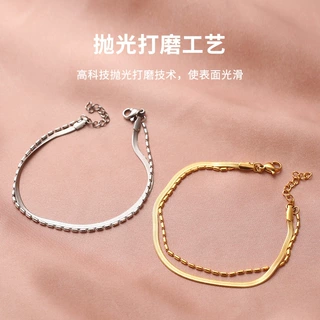 简约时尚刀片isn双层手链不锈钢首饰嘻哈潮流夏季首饰手链
