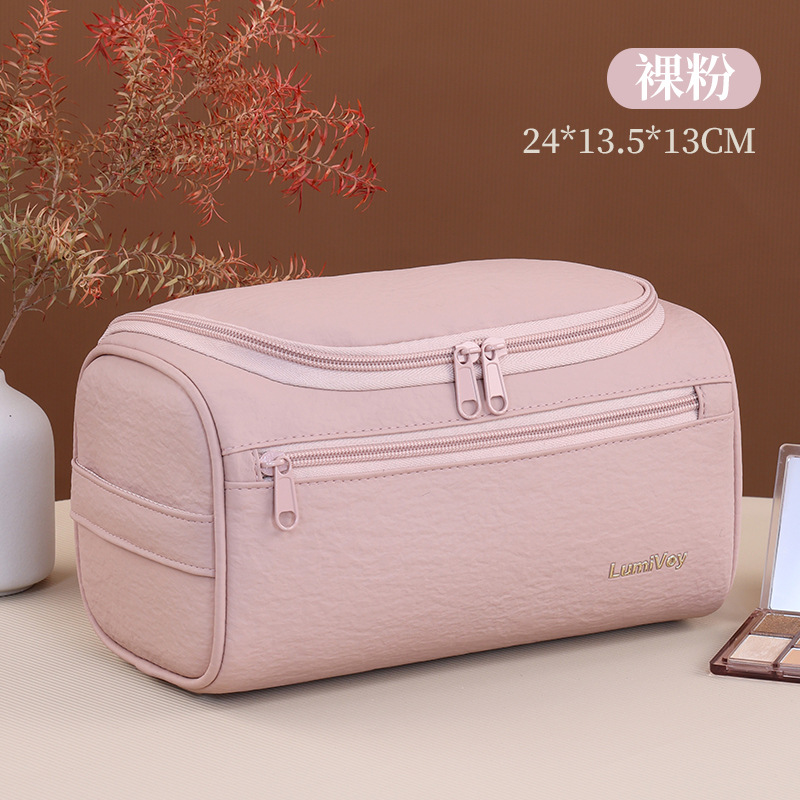 Bolsa de cosméticos portátil transfronteriza, estilo europeo y americano, gran capacidad, almacenamiento impermeable, bolsa de aseo de cuero PU para viaje, bolsa de almacenamiento multifuncional.