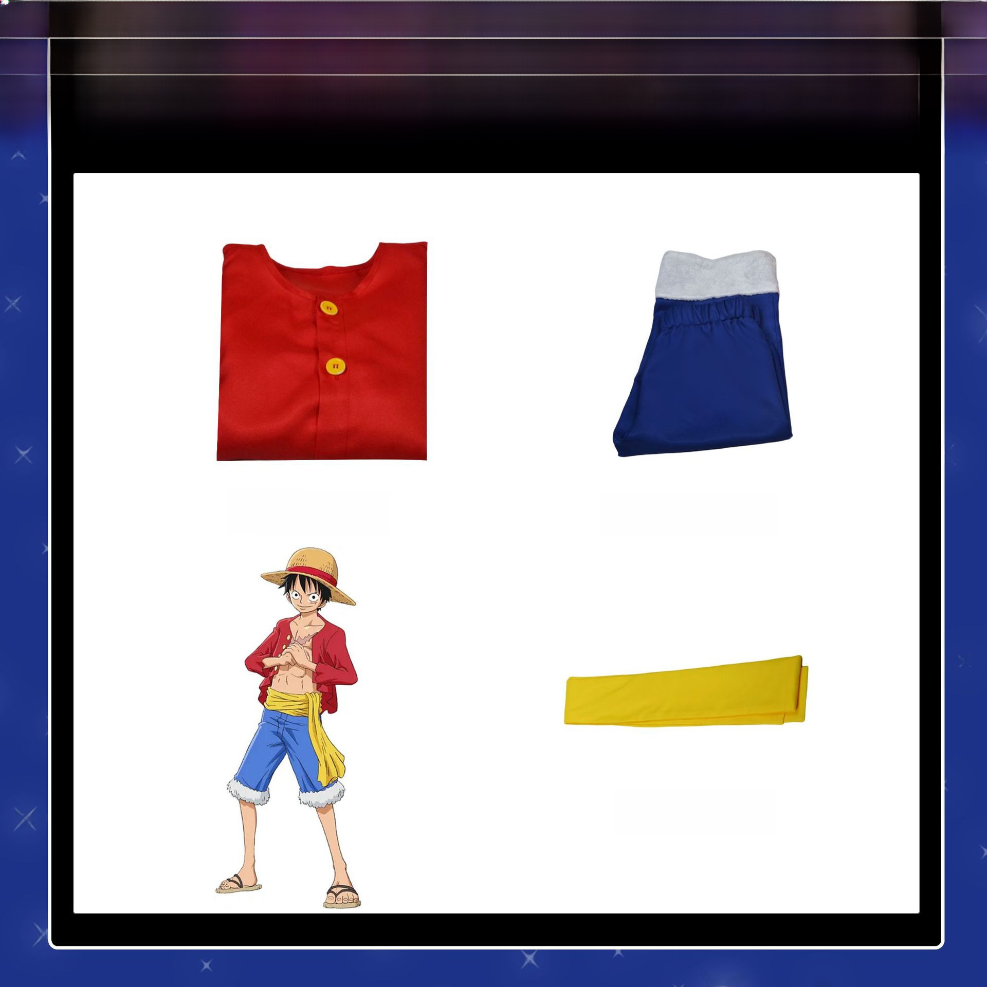 Luffy cos Clothing One Piece Clothes Two Years Later Second Generation cosplay Clothes Straw Hat Shoes Prop Clothing