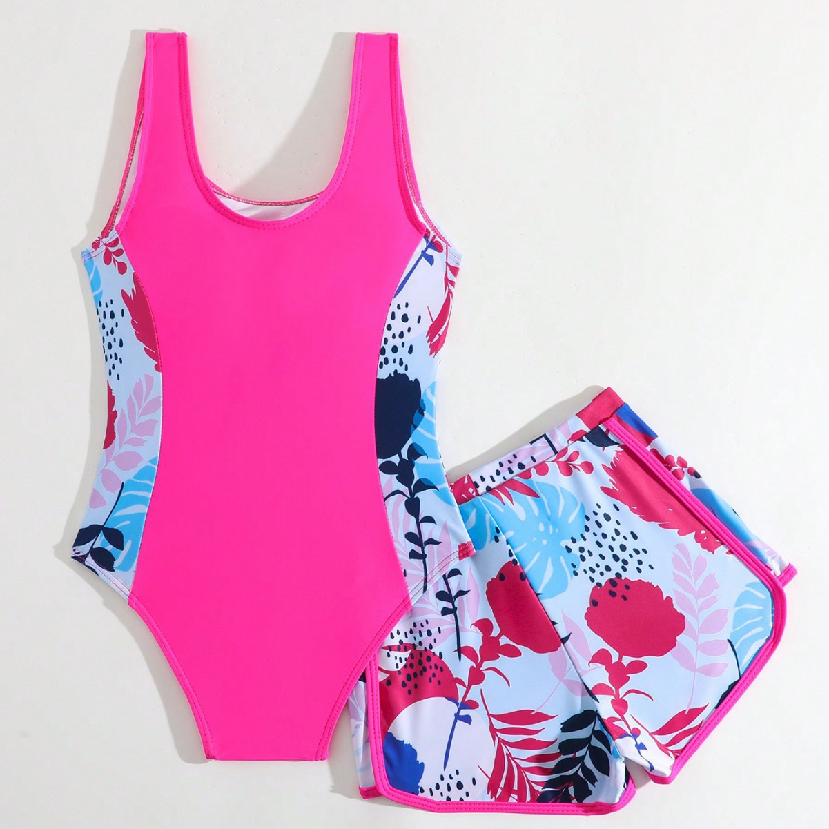 New Style Colorful Personalized Swimwear, Slimming Printed One-Piece Swimsuit, Cute Student Print Hot-Selling Item