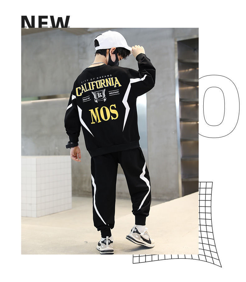Letter, Color Block, Lightning Pattern Streetwear Letter Color Block Lightning Cotton Boys Clothing Sets