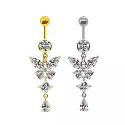 Gabby European and American cross-border butterfly navel ring maple leaf devil flower heart-shaped navel ring navel ornament navel nail piercing jewelry