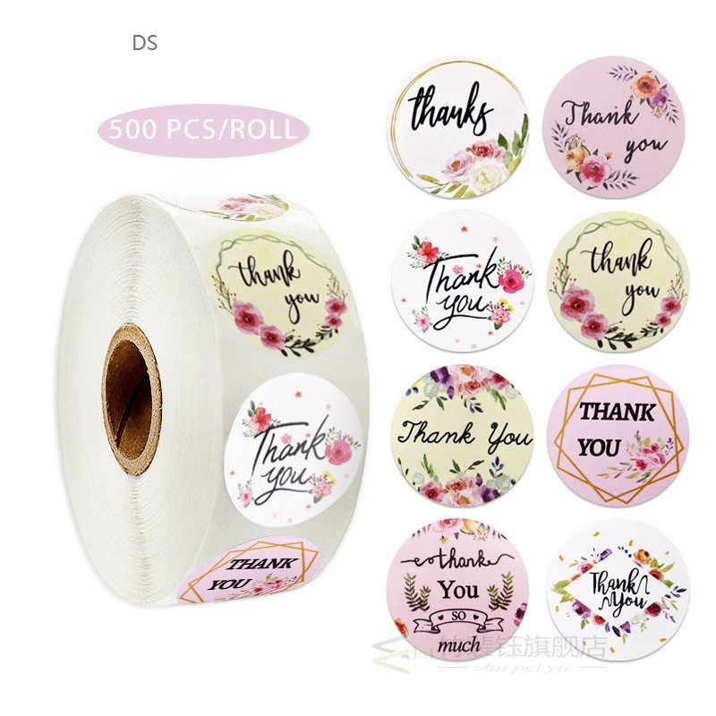 500 Sheets/Roll Round Labels Thank You P...