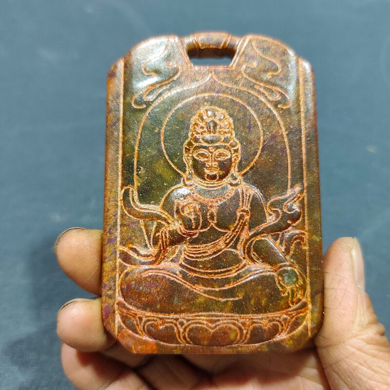 大量批发老岫玉古玩玉器捡漏做旧兽面镂空八卦古玉老玉挂件|undefined