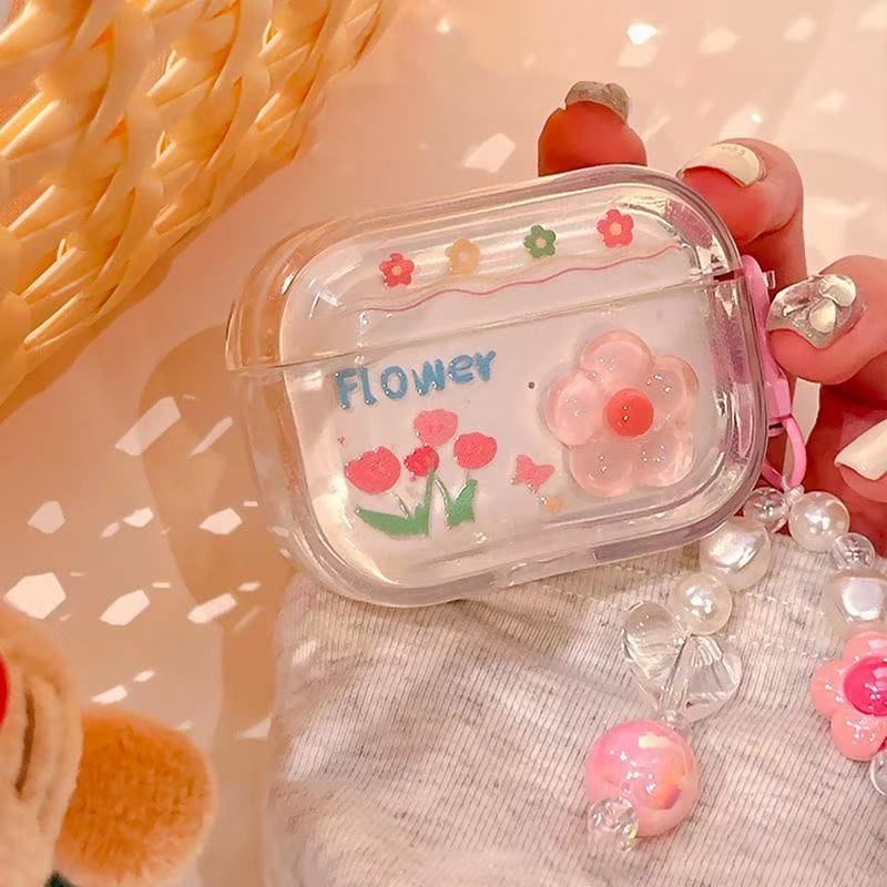 Pequeña funda de auriculares de flores frescas para Apple Airpods 4 funda de protección Airpodspro3 funda de auriculares image 4