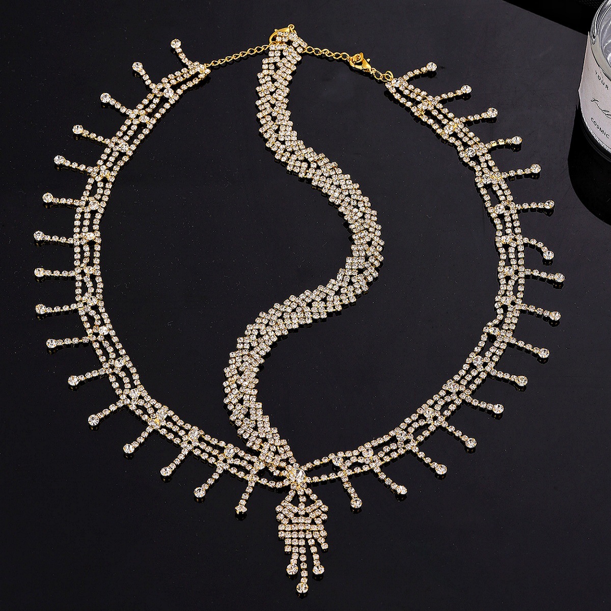 Europeo y americano lujo rhinestone borla ceja colgante nupcial diadema accesorios para el cabello etapa rendimiento exagerado joyería sexy ceja colgante