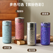 高档纯钛保温杯温度显示茶水分离焖茶杯高颜值随行口袋杯钛杯冰花