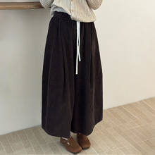 2025秋冬季新款韩版气质裤裙大阔腿设计感女大码八分裤灯芯绒裤子