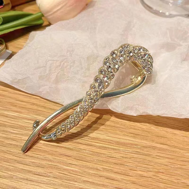 Simple Style Solid Color Alloy Plating Inlay Rhinestones Hair Clip display picture 3