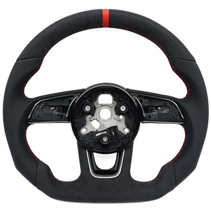 Suitable for Audi A4B9 S model, suede perforated with red stitching, red center mark steering wheel, sports style with framed base
