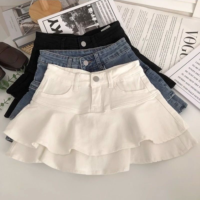 Niños pastel falda corta denim elástico falda de corset de verano de 2025 moda coreana falda de corset universal ropa de niñas