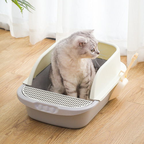 Extra large semi-enclosed cat litter box, anti-sand barrier, small cat toilet cage, special cat poop box supplies