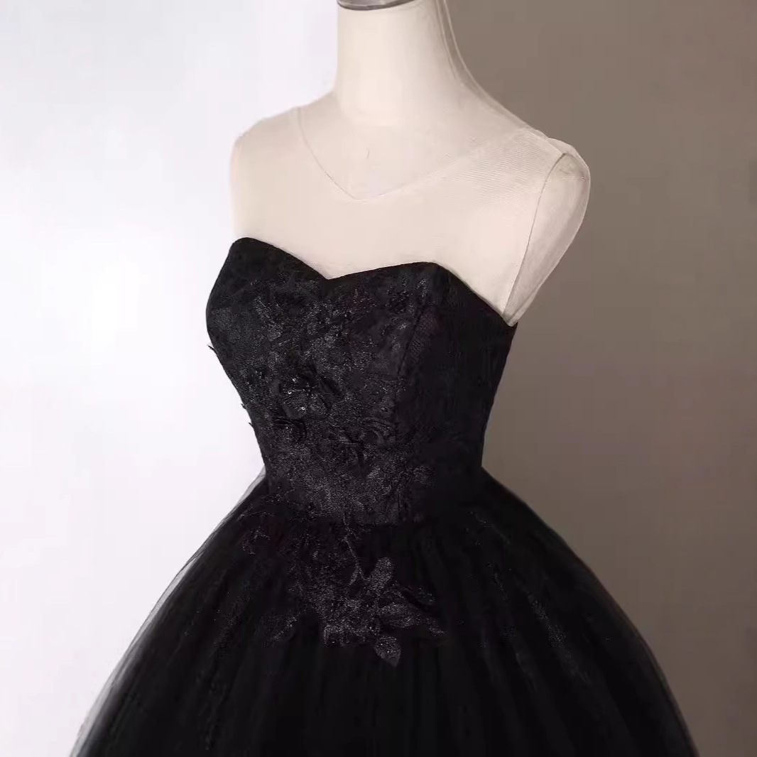 Nuevo vestido de baile negro de tela de tela elegante vestido de piano de anfitrión de reunión anual image 5