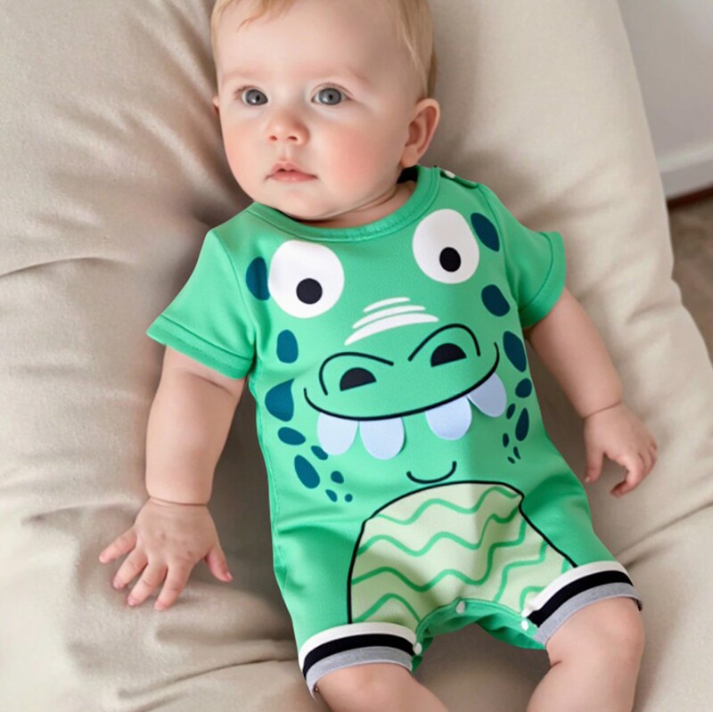 Summer Baby Boy Jumpsuit, Cute and Playful Frog Pattern Short-Sleeved Newborn Romper, Cross-Border Exclusive Dropshipping Summer Baby Boy Jumpsuit, Cute and Playful Frog Pattern Short-Sleeved Newborn Romper, Cross-Border Exclusive Dropshipping
