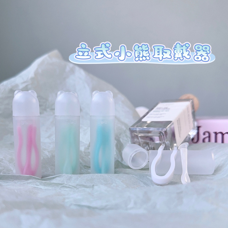 Factory direct supply vertical bear contact lens applicator white frosted transparent color clip suction rod suit Factory direct supply vertical bear contact lens applicator white frosted transparent color clip suction rod suit