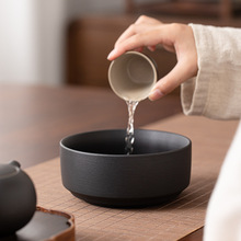 直觉茶洗黑陶建水茶钵水盂茶水缸家用办公高档大号笔洗茶盆茶道配