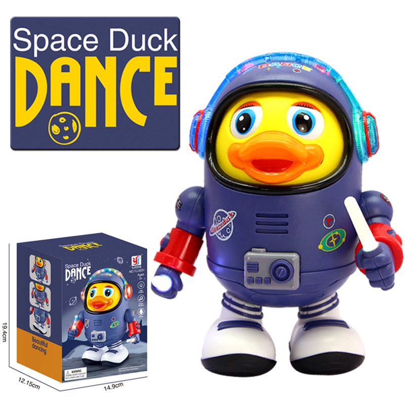 跨境外贸电动跳舞太空鸭会唱歌摇摆机器人萌鸭子儿童英文玩具批发