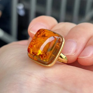 16*18mm natural artistic conception Huapo European handmade inlaid S925 silver ring sugar cube perfect appearance