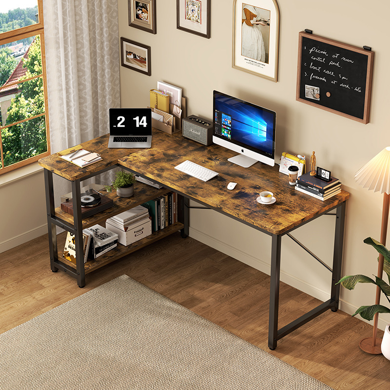 Corner computer desk, gaming desk, desktop L-shaped desk with bookshelf, study table, simple home office desk, small table Corner computer desk, gaming desk, desktop L-shaped desk with bookshelf, study table, simple home office desk, small table