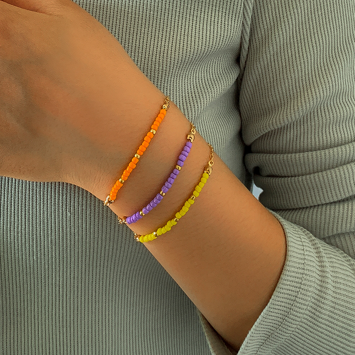 Conjunto De Pulseras Apiladas De Color Mezclado Con Cuentas Bohemias Al Por Mayor Nihaojewelry display picture 2