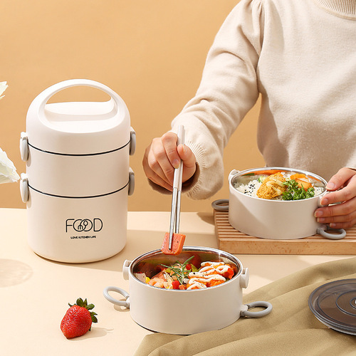 304 stainless steel insulation bucket handle multi-layered lunch box for office workers and students portable lunch bucket microwave heating meal