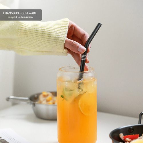 Black stainless steel straw Nordic portable outdoor camping picnic supplies Internet celebrity popular supply gift wholesale