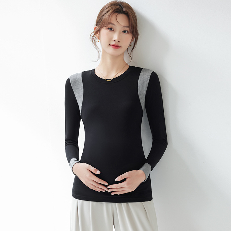 孕妇打底衫春秋款女内搭加绒孕期高领上衣冬季毛衣外穿T恤孕妇装|undefined