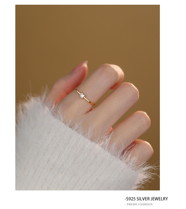Plating Design 1 Piece 925 Sterling Silver Colorful Heart Shape Zircon Open Rings Rings