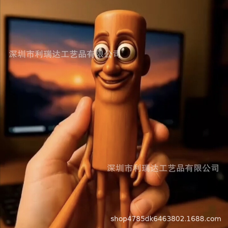 Cross-Border Popular Tungtungtungsahur Wooden Stick Man Ai Foreign Mountain and Sea Scripture Figurine Stress Relief Toy Abstract