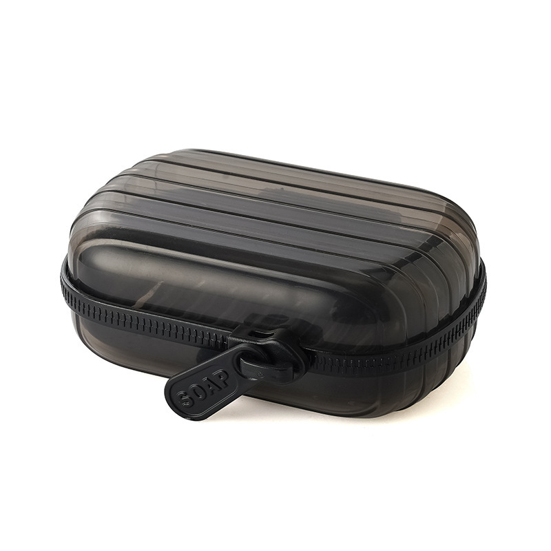 Luz de lujo portátil pequeño viaje a prueba de fugas caja de jabón cremallera creativa con cubierta sellada caja de almacenamiento de jabón de drenaje de doble capa