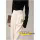High Waist Narrow Wide Leg Pants Women's Spring and Autumn 2025 New Chinese Style National Style Buckle Design Dipped Pants