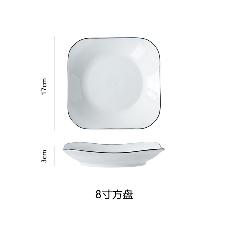 Juego de vajilla de cerámica para el hogar creativo simple estilo nórdico línea negra vajilla de hotel vajilla para comer plato de amor