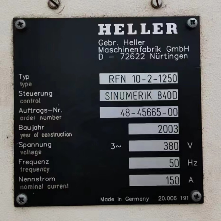 HELLER RFN 10-2-1250数控凸轮轴铣床　最大回转直径1250mm