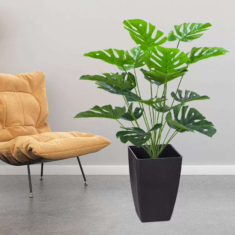 厂家批发方形塑料花盆高版PP盆仿真花装饰摆件磨砂加厚插花多肉盆