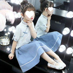 Children's Han Dynasty Girls' Summer Clothes, Ancient Costumes, Super Fairy Princess Dresses, Chinese Style Tang Suits, Big Kidsren's Fashionable Suits