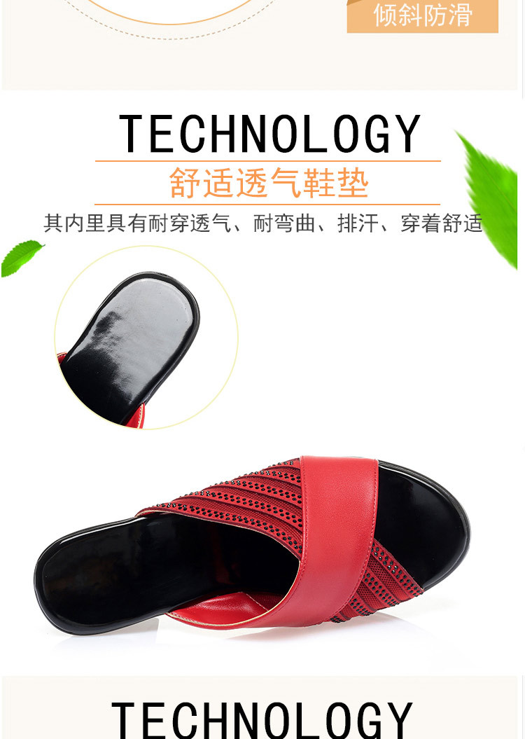 Sandal cao gót nữ đính đá quai ngang mũi hở, gót vuông 9 cm — màu đen chi tiết 4