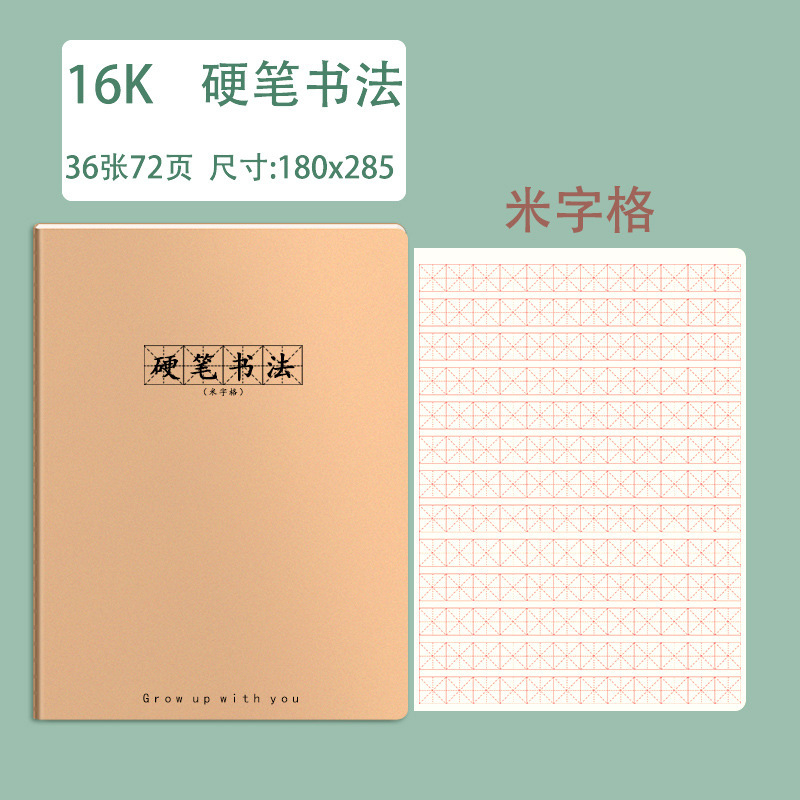 Pluma dura caligrafía Papel especial Rejilla de caracteres de arroz libro de prácticas de caligrafía Estudiantes de la escuela primaria Rejilla de caracteres de arroz caligrafía práctica cuaderno control de la pluma entrenamiento