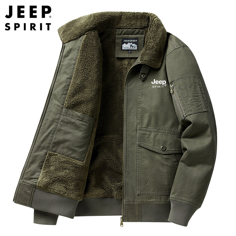 (2개) JEEP | 지프 겨울 코튼 재킷 남자 기모 두꺼운 따뜻한 재킷 남자 토양 플러스 사이즈 옷깃 코튼 패딩 재킷 0789